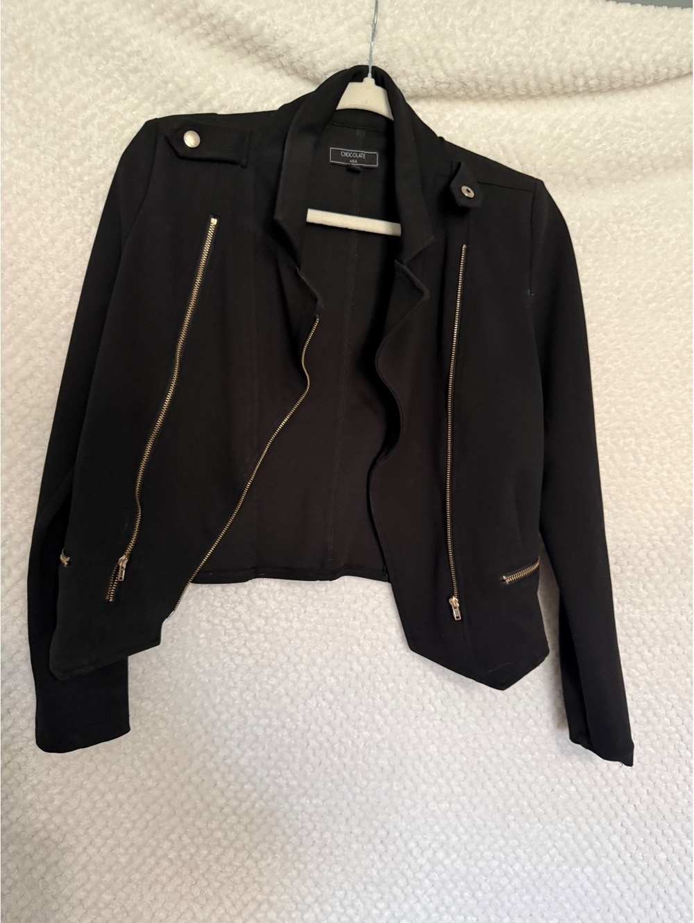 Chocolate USA Black Asymmetric Zip Jacket